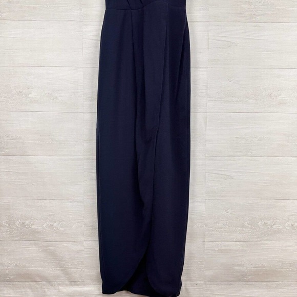 DRESS‎ the Population Ariel Maxi Wrap Dress Small Navy Blue Sleeveless V Neck - Picture 4 of 14